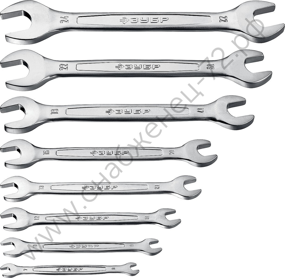 ЗУБР 8 шт, 6 - 24 мм, набор рожковых гаечных ключей, Профессионал (27011-H8)
