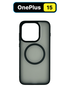 Чехол с Магсейф для OnePlus 15 прозрачный матовый с черным бортом WLONS
