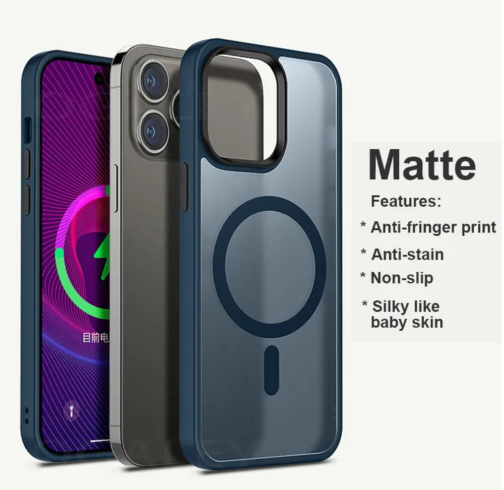 Чехлы для iPhone 14 Pro Max матовый с Magsafe (синий)