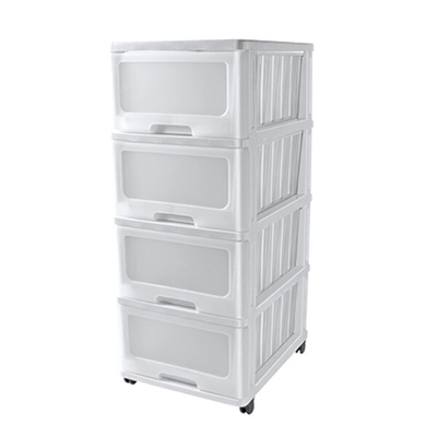 Комод 4 ящика "Клиер" 400*500*985 на колесиках, цвет белый