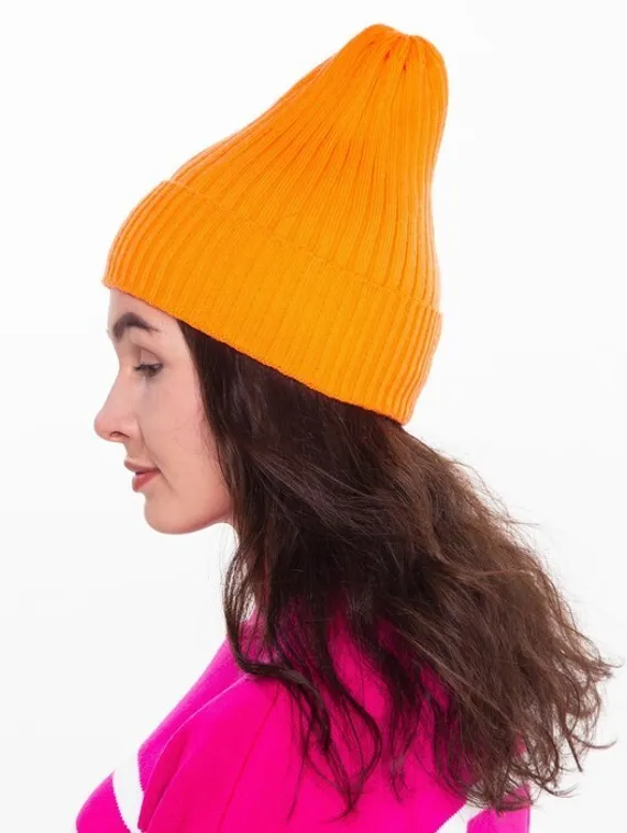 Шапка женская зимняя, цвет оранжевый, размер 52-56