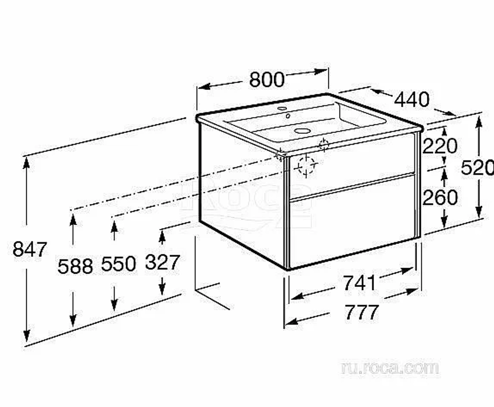 Тумба с раковиной Roca Ronda ZRU9303004 80 белый матовый/бетон