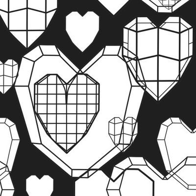 Сердце, сетка, минимализм. Черно-белый дизайн.