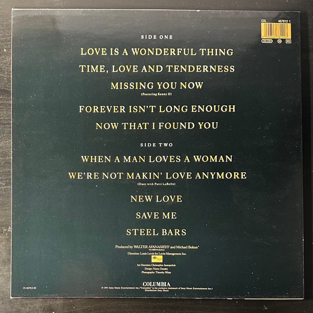 Michael Bolton ‎– Time, Love & Tenderness (Голландия 1991г.)