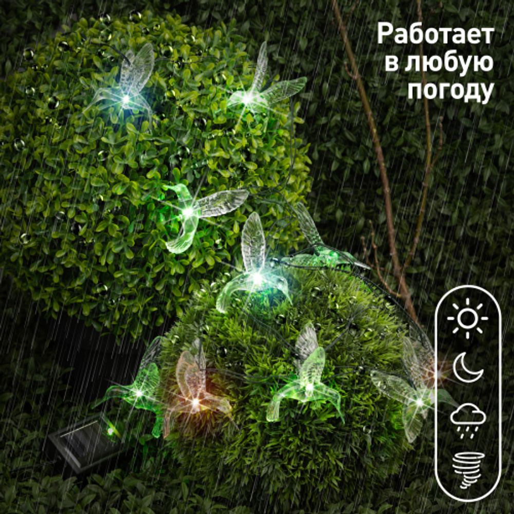Садовая гирлянда ЭРА ERASF22-26 на солнечной батарее Колибри 3,8 м | Садовые декоративные светильники
