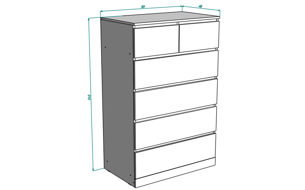 Комод MALM 80x123х48 Черный 0190 PR 80*48*125 см, Черный   Фиеста