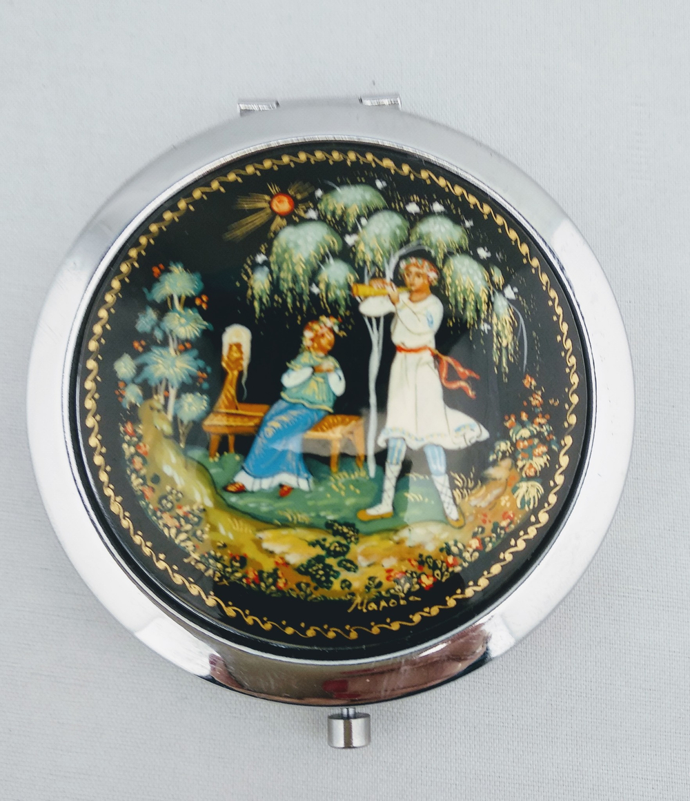 Двустворчатое карманное зеркало "Парочка" (худ. Марова).