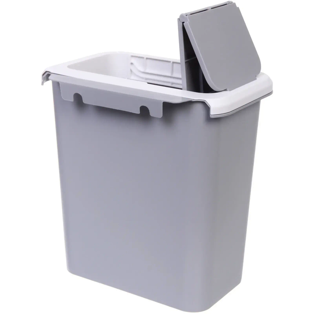 Корзина для мусора подвесная 27х19х28 серая с крышкой