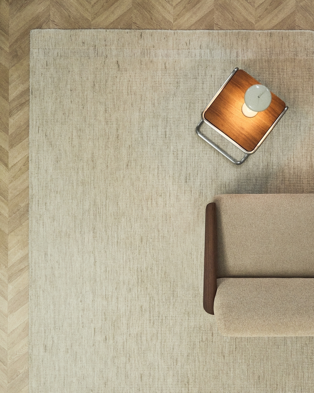 Бежевый шерстяной жаккардовый ковер Calira 230 x 160 см