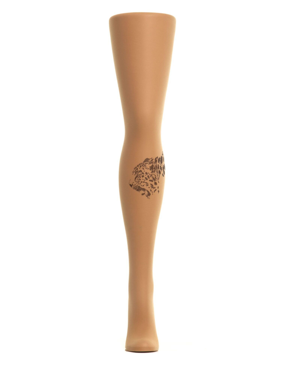 Колготки с принтом в виде головы леопарда (Размер: S-M-L) (Цвет: бежевый)