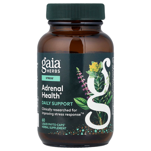 Gaia Herbs, Adrenal Health®, ежедневная поддержка, 60 капсул Phyto-Caps® в жидкой форме