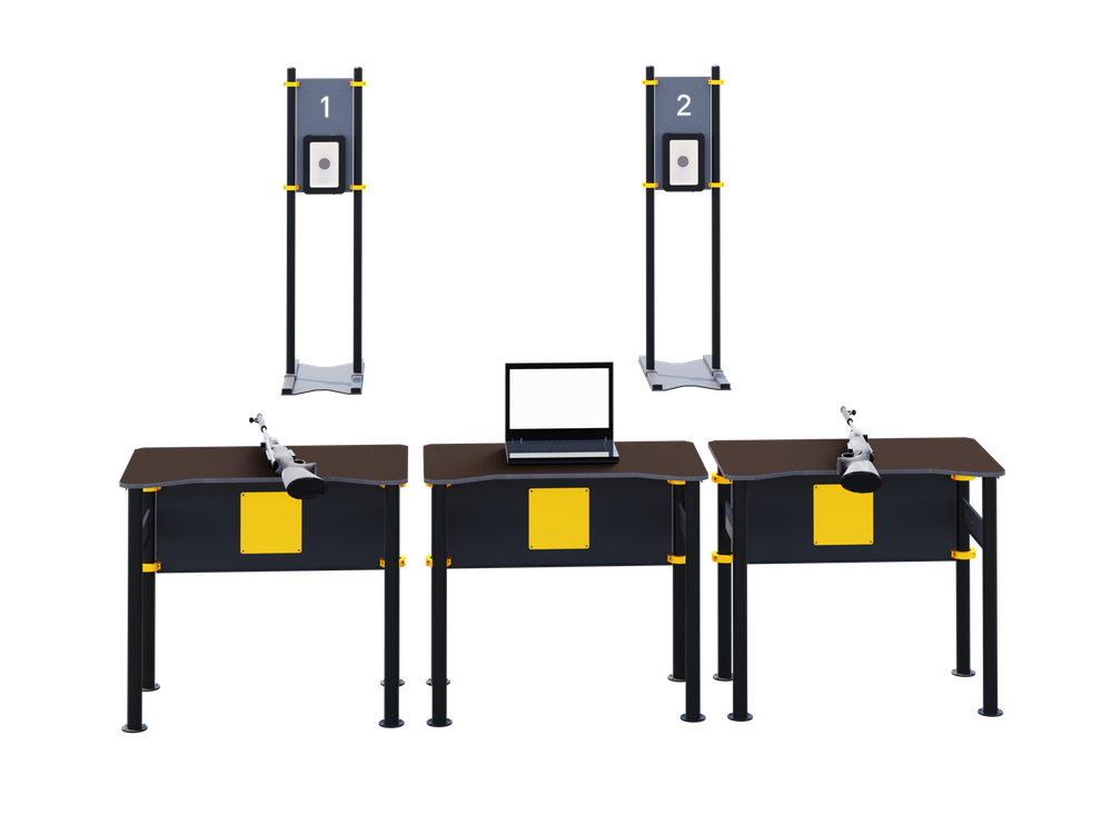 ГОТОВОЕ РЕШЕНИЕ Комплекс для стрельбы из электронного оружия из положения сидя с опорой локтей о стол на 2 направления