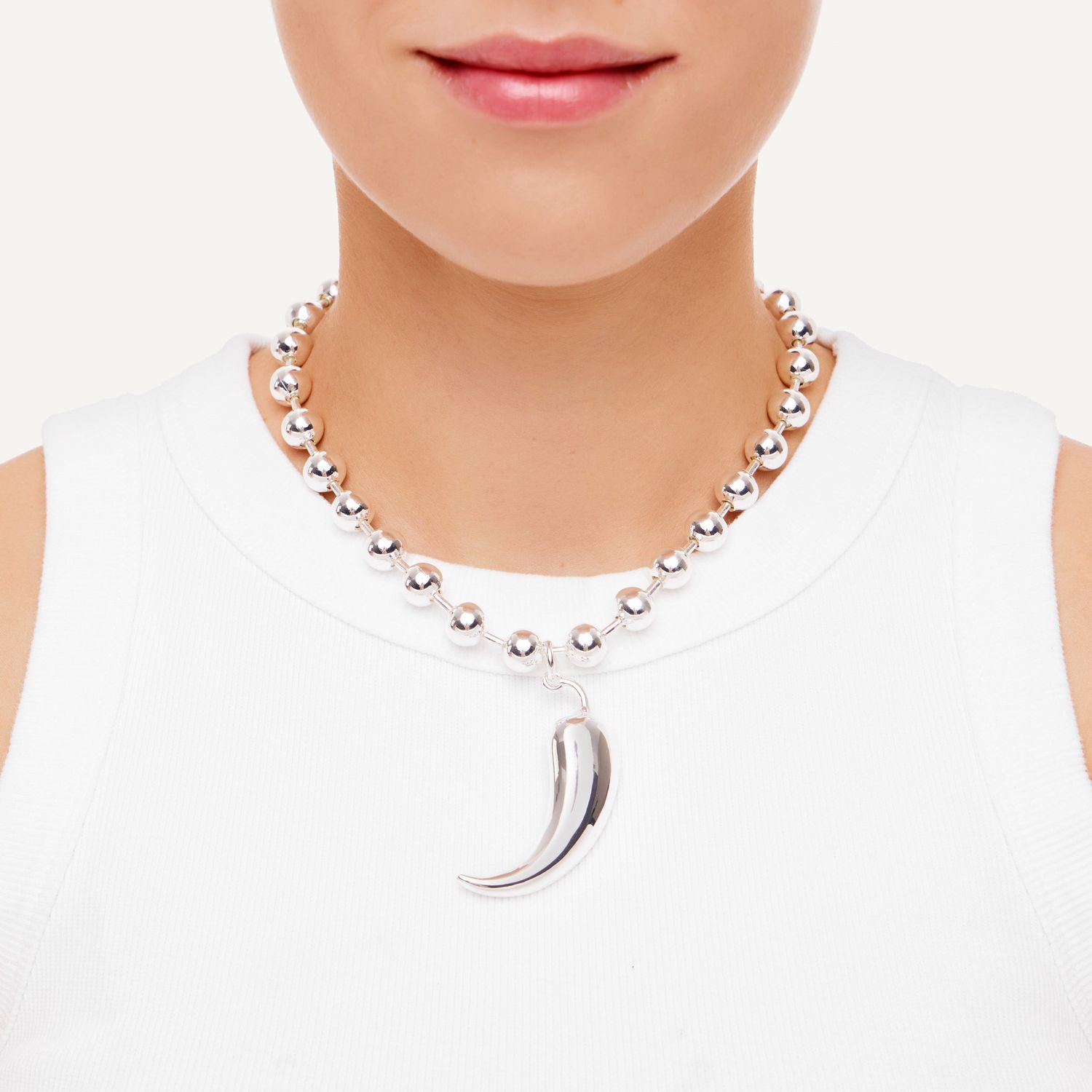 Колье Silver Round Chain With Chili Charm
