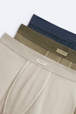 ZARA НАБОР ИЗ ТРЕХ ХЛОПКОВЫХ ТРУСОВ-БОКСЕРОВ, РАЗНОЦВЕТНЫЙ