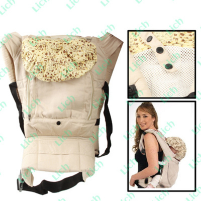 Эрго-рюкзак однотонный с капюшоном в мелкий цветочек