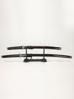 Набор самурайских мечей, 2 шт. Ножны бордово-черный мрамор, цуба серебро