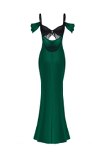 Платье миди из бархата и сатина с бахромой