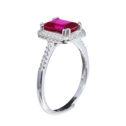 Кольцо-вечернее, серебрение 925, прямоугольный камень маленький в асс