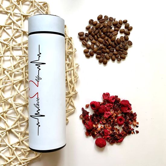 Термос с термометром "Биение сердца", Soft Touch, 500 мл, сохраняет тепло 10 часов