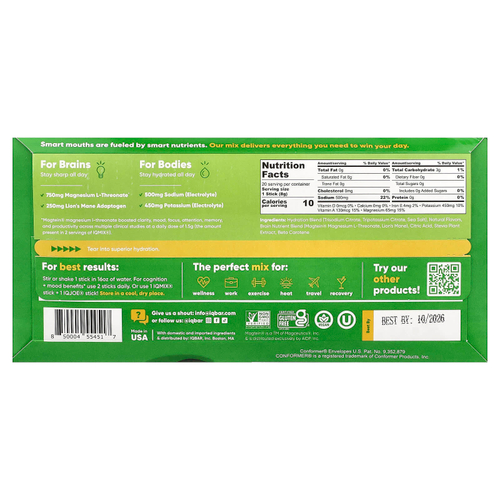 IQBAR, IQ Mix®, лимон и лайм, 20 пакетиков по 8 г (0,28 унции)