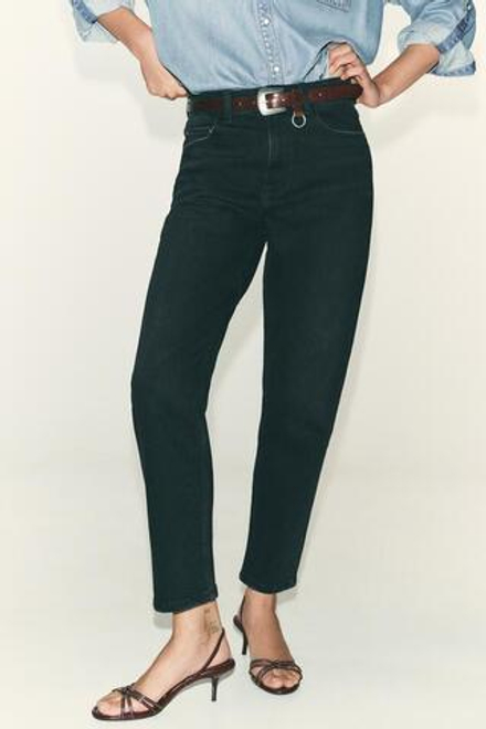 ZARA ДЖИНСЫ MOM FIT COMFORT Z.01 С ВЫСОКОЙ ПОСАДКОЙ, ЧЕРНЫЙ