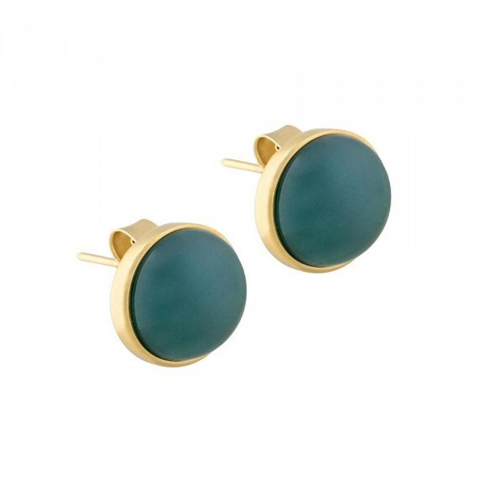 Серьги пусеты Possebon Pearl Green Agate A1992.17 G/G