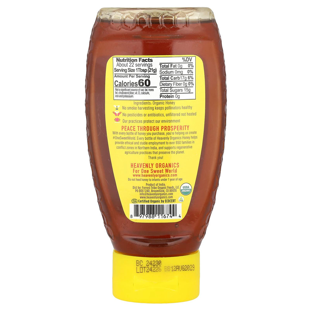 Heavenly Organics, 100% органический необработанный и нефильтрованный мед, 454 г (16 унций)
