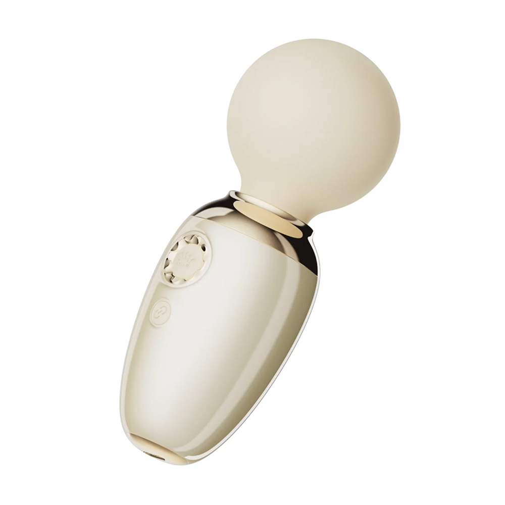 Бежевый мини-массажёр 8,9см с функцией нагрева и управлением через приложение Zalo Ava Mini Wand Massager Ivory White