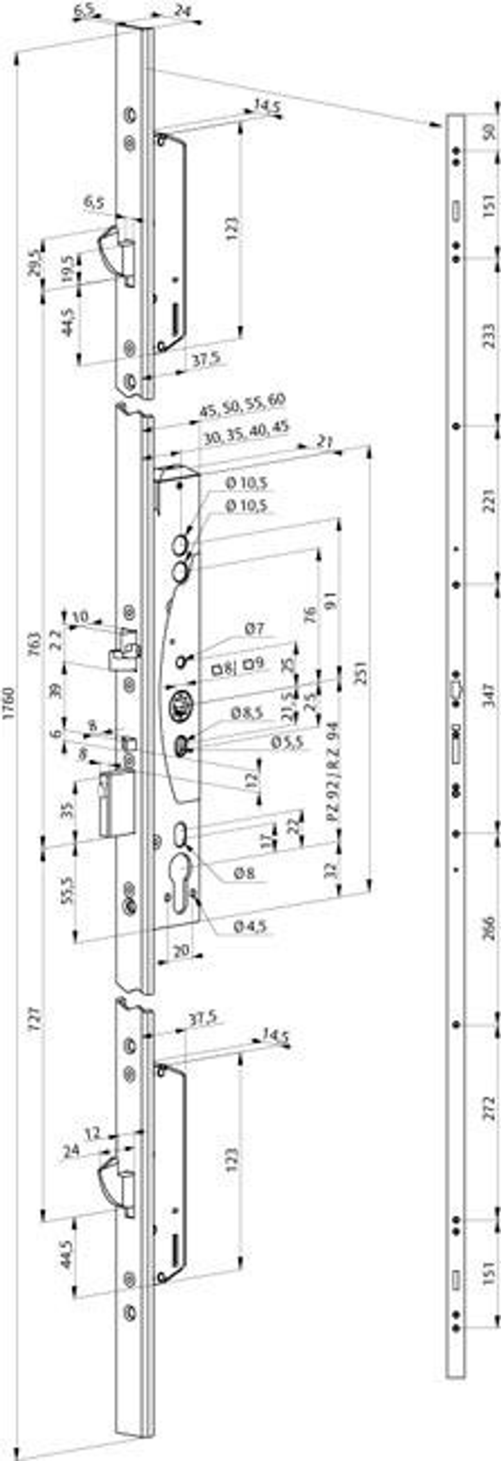 Многоригельный замок MEDIATOR 629X300PZ