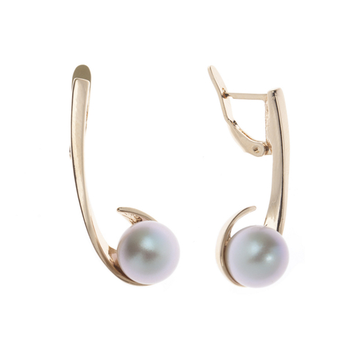 "Кивик" серьги в золотом покрытии из коллекции "Жемчужная рапсодия" от Jenavi с английским замком