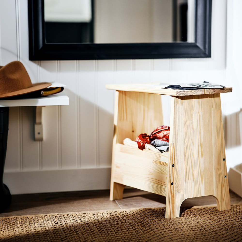 Табурет для кухни, 49х28х45, Пэрйохан, стремянка, деревянный, с полкой для хранения, IKEA