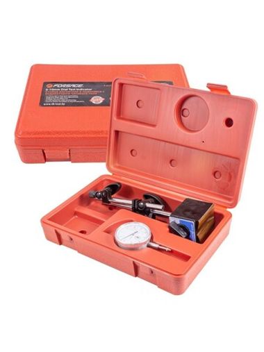 Индикатор часового типа с магнитной стойкой (0-10мм, погрешность-0,01мм), в кейсе Forsage F-01729