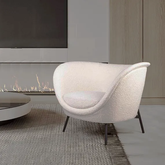 Лаунж-кресло Couture в обивке из белого букле | Купить в Hallberg.ru