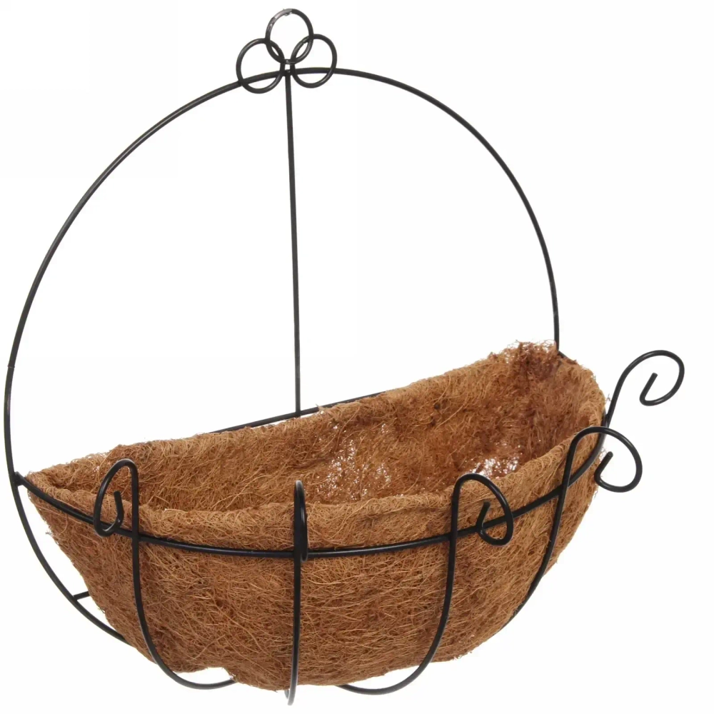 Кашпо для цветов 1,8л «Коковита» с кокосовым волокном, настенное d=30см ДоброСад