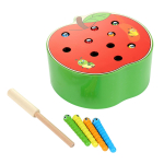 Развивающая игрушка деревянная Рыбалка Яблоко с червяками, коробка C-41678