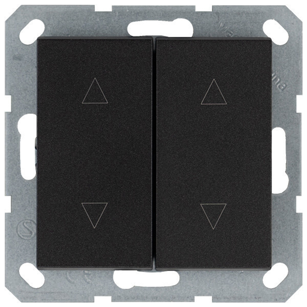 Выключатель двухклавишный для штор 10A 250V~ с накладкой, цвет Антрацит