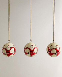 ZARA HOME НАБОР ЁЛОЧНЫХ УКРАШЕНИЙ С САНТА-КЛАУСОМ (НАБОР ИЗ 3 ШТУК), БЕЛЫЙ/КРАСНЫЙ