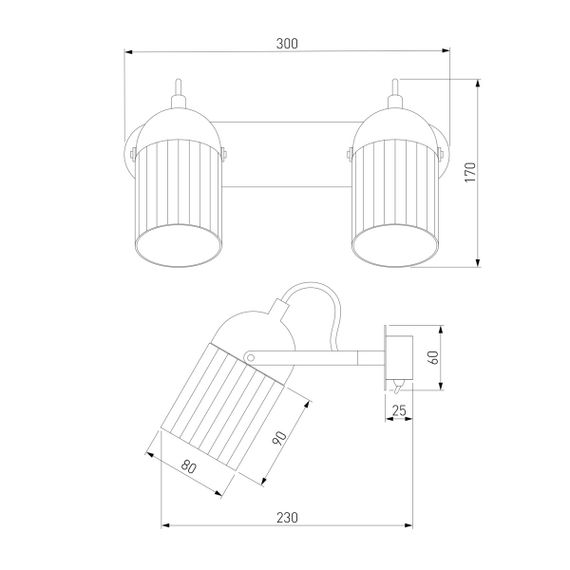 Спот Eurosvet Mars 20122/2 черный/тертый серый