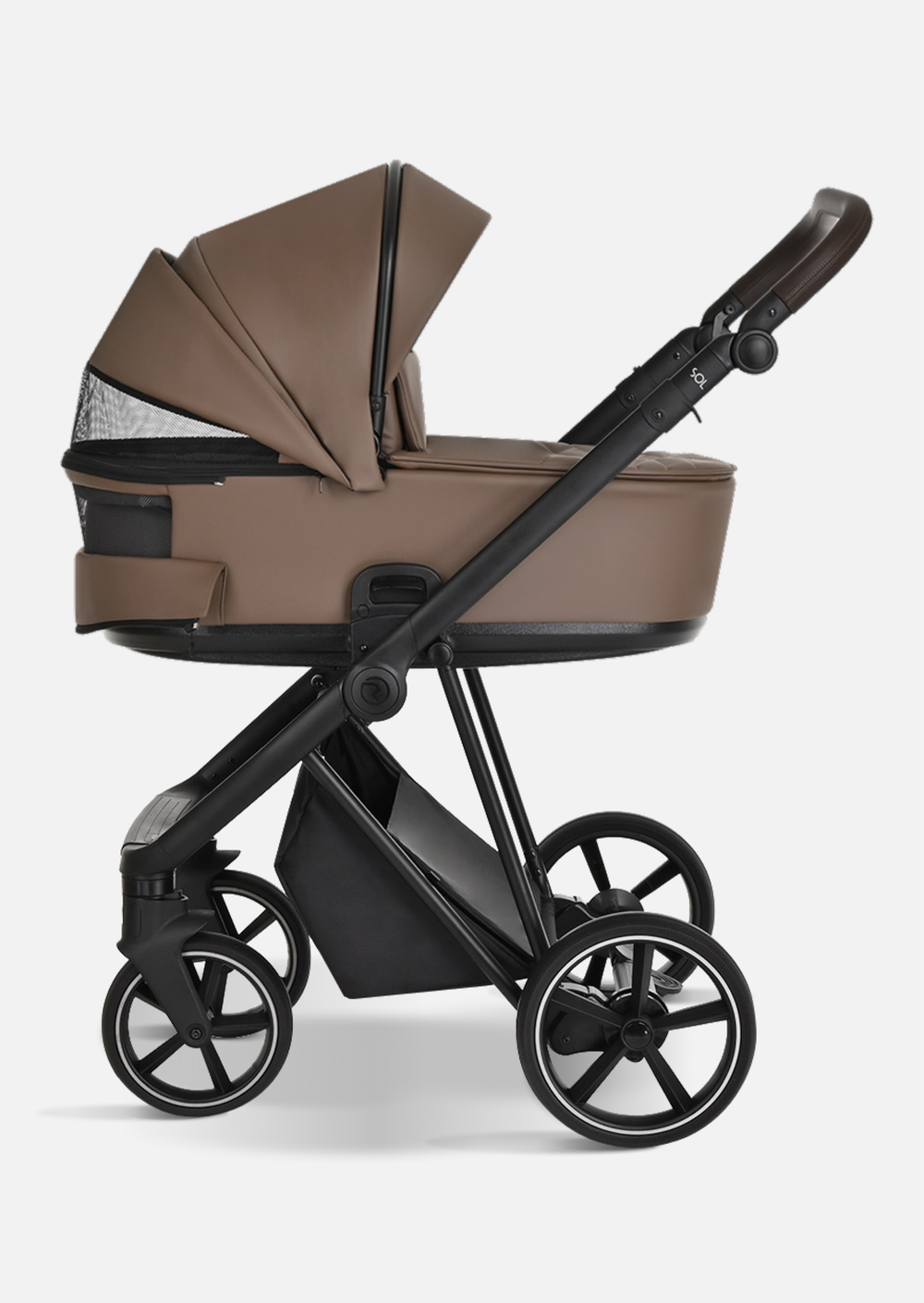Roan Коляска 2 в 1 Sol Leather Camel Black Тем.коричневый