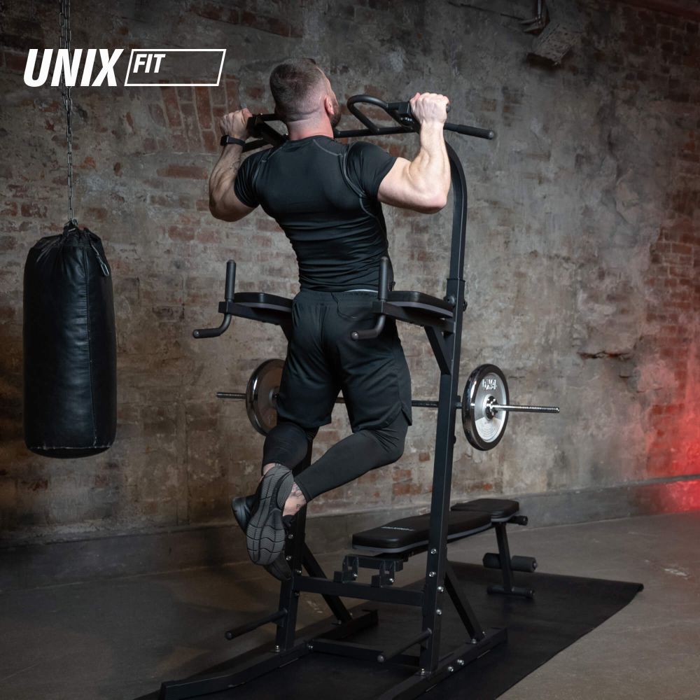 Турник-пресс-брусья со скамьей UNIX Fit POWER TOWER 150P