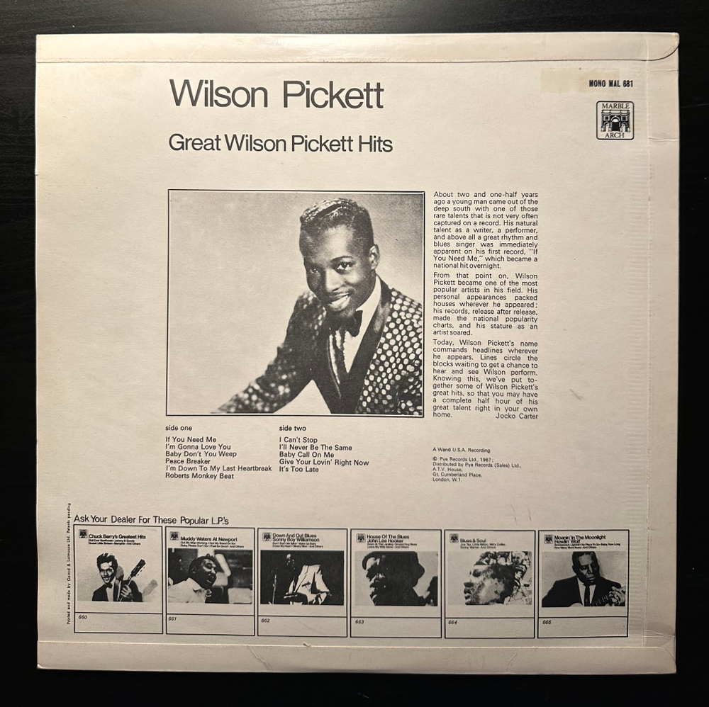 Wilson Pickett - Great Wilson Pickett Hits (Англия 1967г.)