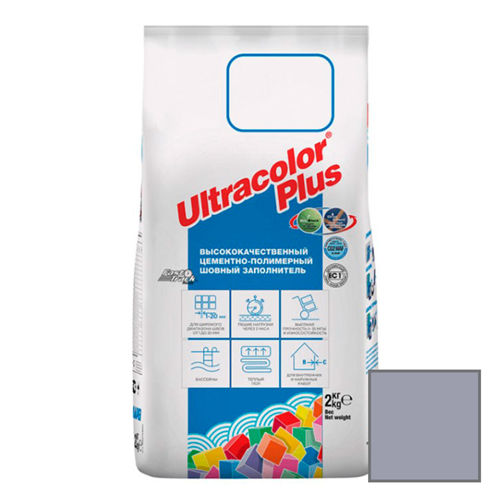 Затирка цементная Mapei Ultracolor Plus №127 Арктический Серый 2 кг