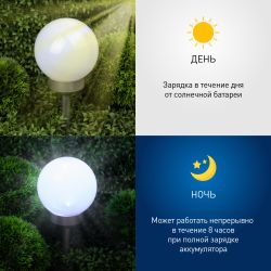 Светильник уличный ЭРА ERASF22-20 садовый на солнечных батареях Шар 15 см | Садовые декоративные светильники