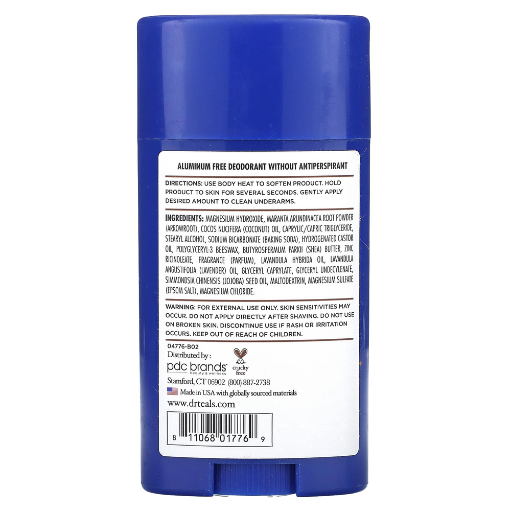 Dr. Teal's, дезодорант без алюминия, кокосовое масло, 75 г (2,65 унции)