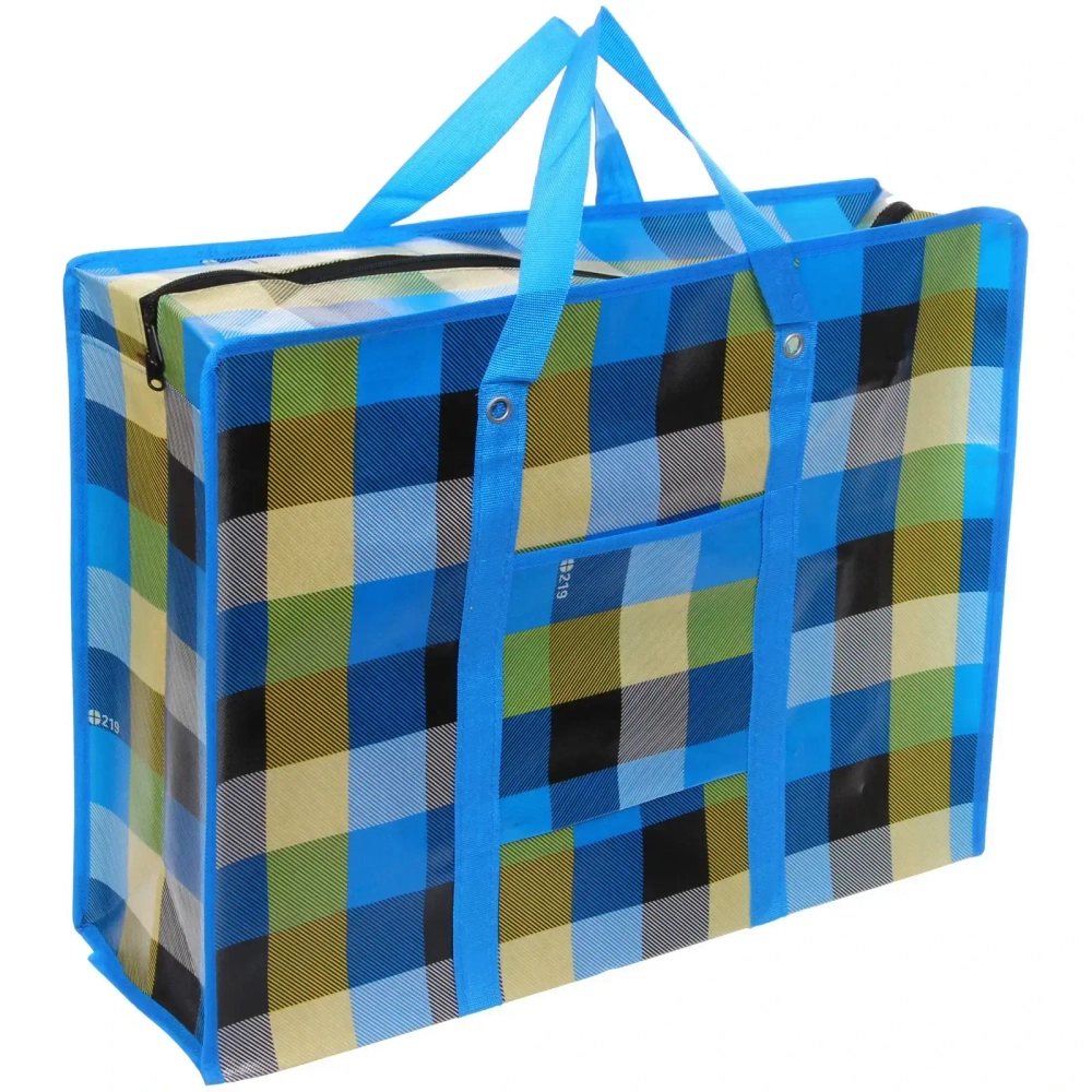 Сумка хозяйственная с внешним карманом « БАУЛ», цвет синий/чёрный, 60*45*20см / до 11кг