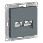 ATLASDESIGN РОЗЕТКА двойная компьютерная RJ45+RJ45, кат.5Е, механизм, ГРИФЕЛЬ