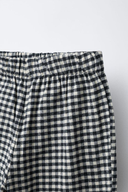 ZARA КОМБИНИРОВАННАЯ ПИЖАМА ИЗ ФЛИСА И В КЛЕТКУ ВИШИ, ЧЕРНЫЙ/ЭКРЮ