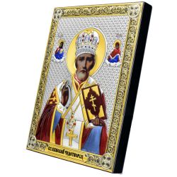 Николай Чудотворец. Икона в серебряном окладе.