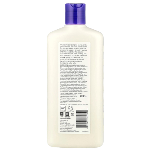 Andalou Naturals, Кондиционер, для объема, густоты, блеска, сияния волос, поднимает от корней, лаванда и биотин, 11,5 ж. унц. (340 мл)