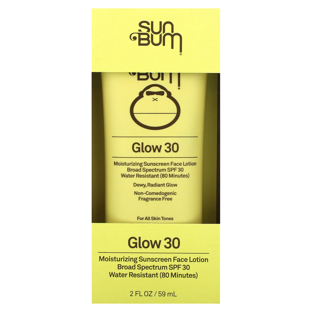 Sun Bum, Glow 30, увлажняющий солнцезащитный лосьон для лица, SPF 30, без отдушек, 59 мл (2 жидк. унц.)